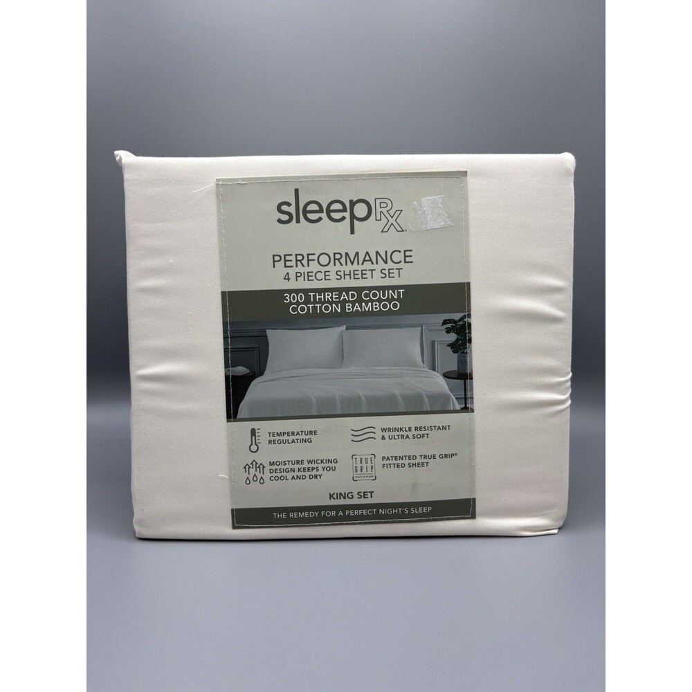 Sleep RX SleepRX 300 Thread Count 4-Pc. Sheet Set EGRET (IVORY) KING
